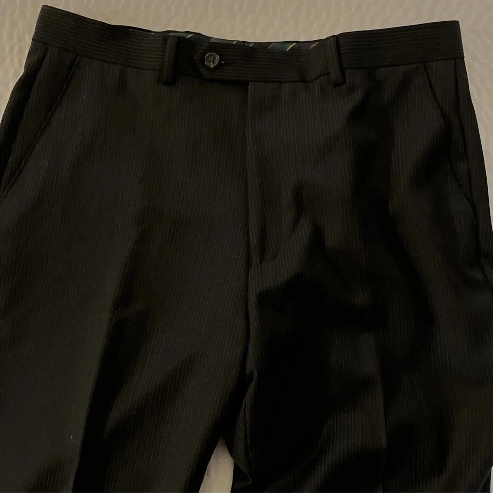 CHAPS‎ Fine stripe Flat Front Suit In Charcoal Size 42 L